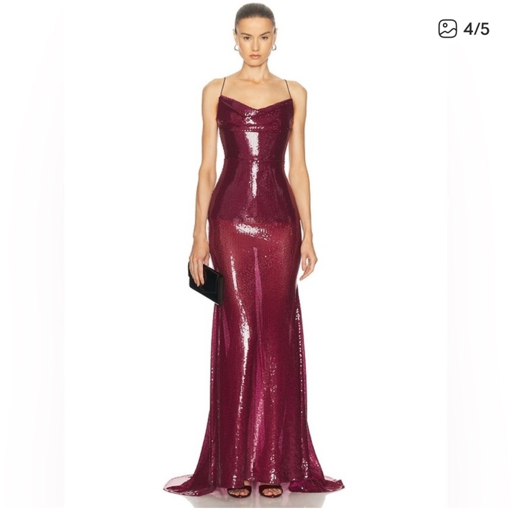 Alex Perry Burgundy Sequin Maxi Dress
